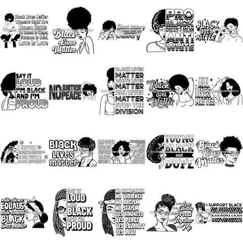 Bundle 20 Black Lives Matter Humanity Social Protest Justice Racism Movement SVG PNG JPG Vector Cutting Files