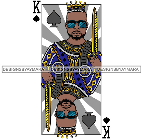 Ace King Man Royalty Blackjack Casino Card Game Attractive Black Man Bearded Hipster Male Guy Hombre Macho Manly SVG Files For Cutting