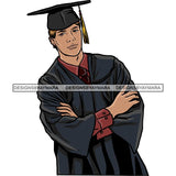 Graduation Man Achievement Hard Work Diploma Success Robe Cap Certificate College SVG Cutting Files