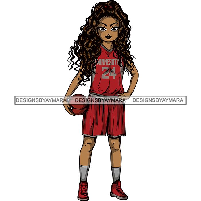 Afro Lola Basketball Player Sport Woman SVG Clipart Vector Cutting Cut ...