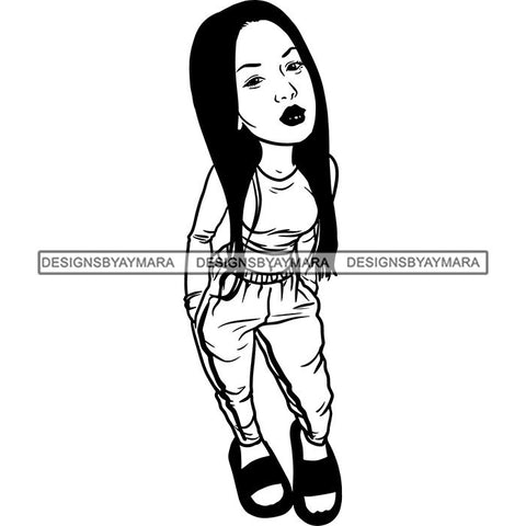 Fashion Woman Model Posing Summer Outfit Vogue Goddess Glamour Trendy Clothing Vector SVG Cutting Files