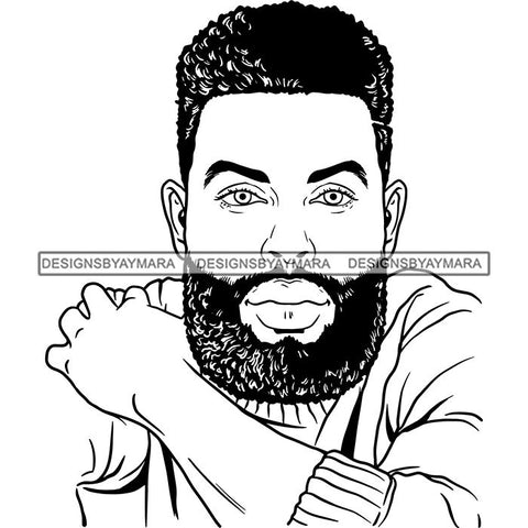 Attractive Man Bearded Hipster Model Fashion Male Guy Stylish Mustache Close-up Sexy Macho Manly SVG Files For Cutting