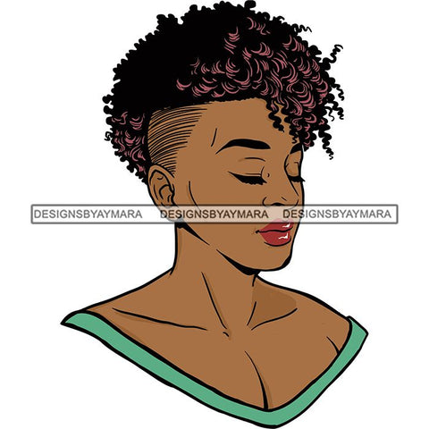 Afro Woman Short Haircut Curly Hairstyle Fashion Makeup Glamour SVG Files For Cutting and More!