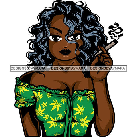 Afro Lola Smoking Pot Weed Joint Blunt Cannabis Marijuana SVG Cutting Files