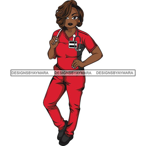 Afro Lola Nurse Medical Occupation SVG Cutting Files For Cricut Silhouette and More