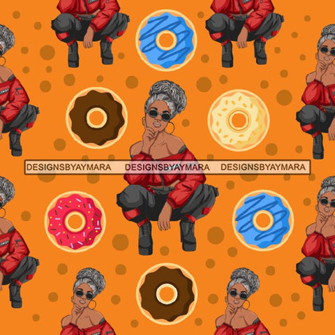 Fashion Lady Seamless Pattern Abstract Decorative Background Vector Designs SVG Files For Cutting and More!