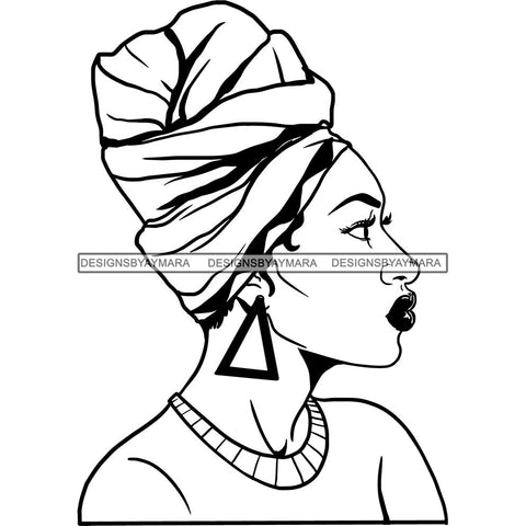 Afro Woman SVG Turban Head Wrap Cutting Files For Silhouette Cricut and More