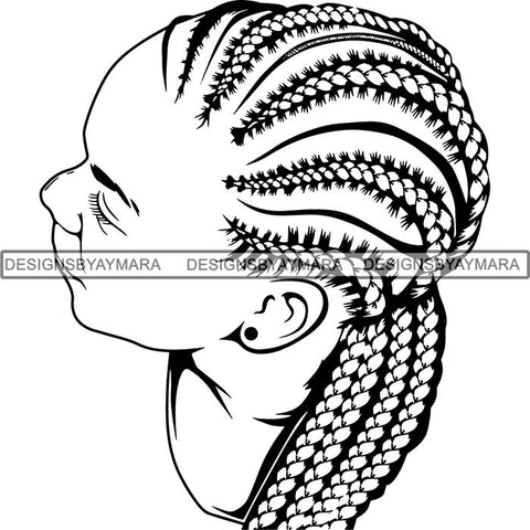 Afro Woman Braids Dreads Dreadlocks Hairstyle SVG Cut Files For Silhouette and Cricut