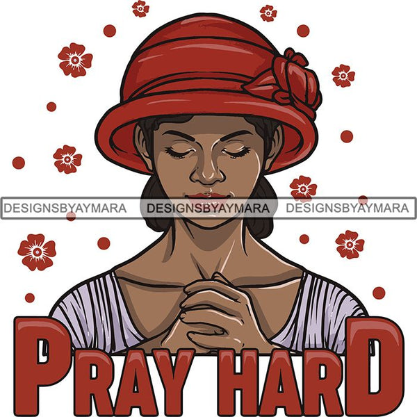 Afro Woman Praying God Lord Faith SVG Cutting Files For Silhouette Cricut and More