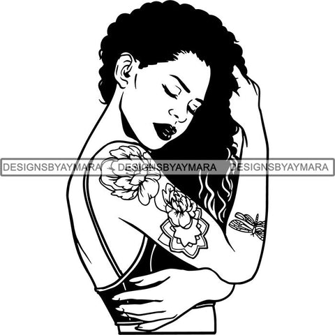 Afro Sexy Goddess Melanin Woman Queen Tattoo SVG Cut Files For Silhouette and Cricut