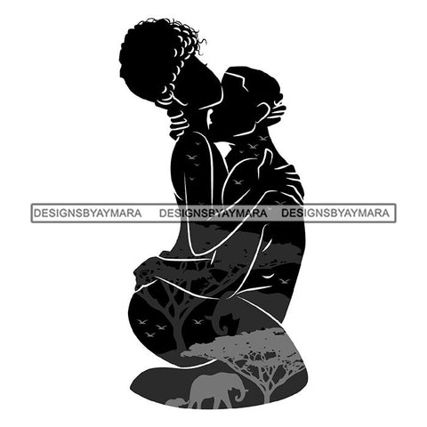 Sensual African Artwork Proud Roots Sexy Couple Safari Savanna Africa Continent Exotic Environment  SVG Files For Cutting and More!