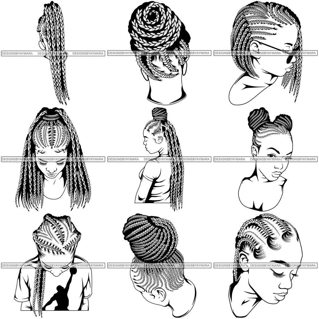 Hair Braided SVG Cut Files Hair Braided Silhouette Braided Svg Braided Hair  Svg Fashion Svg Hair Braided Bundle 