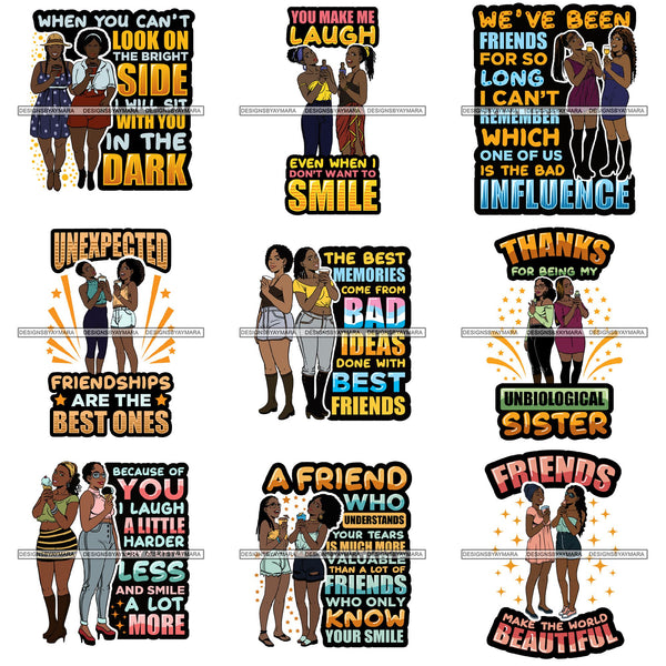 Bundle 9 Best Friends Forever Buddy Sister Girlfriends Quotes SVG Files For Cutting and More!