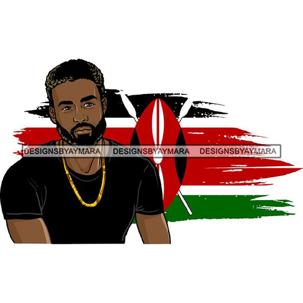 Kenya Country Attractive Black Man Bearded Hipster SVG Files For Cutting
