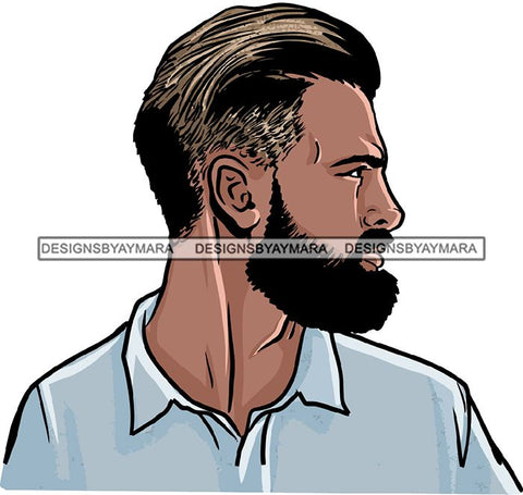 Attractive Caucasian White Man Bearded Hipster Model Fashion Male Guy Hombre Masculino Guapo Stylish Close-up Sexy Macho Manly SVG Files For Cutting