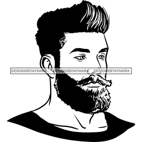 Attractive Man Bearded Hipster Model Fashion Male Guy Stylish Mustache Close-up Sexy Macho Manly SVG Files For Cutting