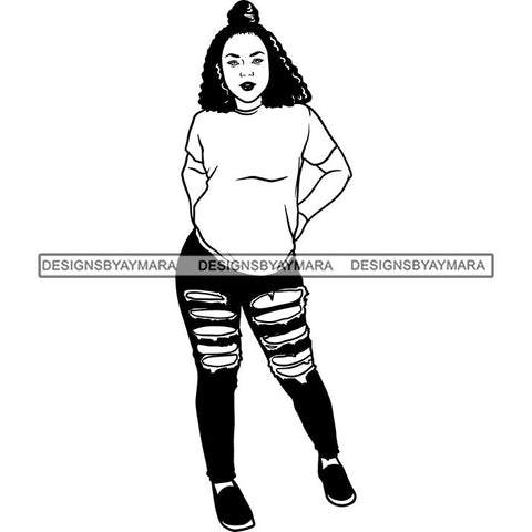 Fashion Woman Model Posing Summer Outfit Vogue Goddess Glamour Trendy Clothing Vector SVG Cutting Files