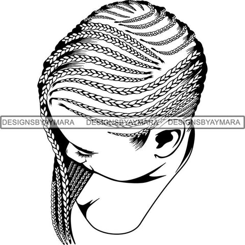 Afro Woman Braids Dreads Dreadlocks Hairstyle SVG Cut Files For Silhouette and Cricut