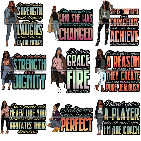 Bundle 9 Fashion Woman Melanin Bad Ass Life Quotes .SVG Cutting Files For Silhouette Cricut and More!