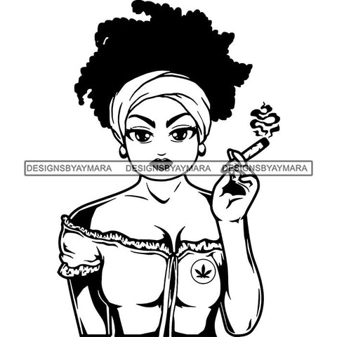 Afro Lola Smoking Pot Weed Joint Blunt Cannabis Marijuana SVG Cutting Files