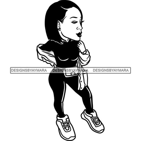 Fashion Woman Model Posing Summer Outfit Vogue Goddess Glamour Trendy Clothing Vector SVG Cutting Files