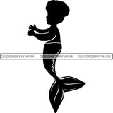 Afro Cute Baby Girl Mermaid Fantasy .SVG Cut Files For Silhouette Cricut and More