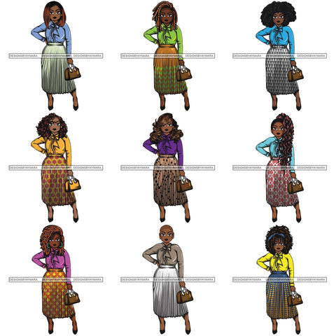 Bundle 9 Afro Classy Lola Elegance Glamour Church Lady .SVG Clipart Vector Cutting Files For Circuit Silhouette Cricut and More!