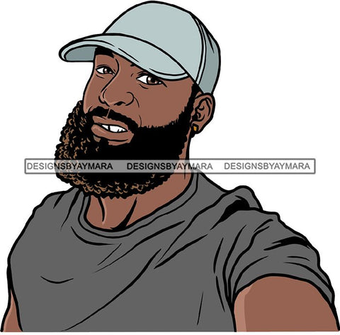 Attractive Black Man Bearded Hipster Model Fashion Male Guy Hombre Masculino Guapo Stylish Close-up Sexy Macho Manly SVG Files For Cutting