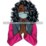 Afro Lola Praying Sad Crying Pain Face Mask Begging Prayers Virus SVG Vector Clipart Cutting Files