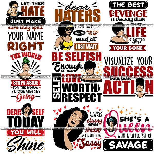 Bundle 9 Afro Boss Lady Lord Life Quotes SVG Files For Cutting and More