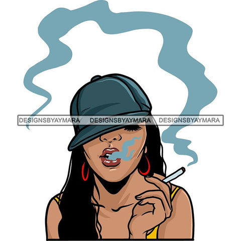 Ganja Narcotic Joint Blunt Weed Leaf Hydroponics Cannabis Woman Smoking Grass Marijuana SVG Cut Files