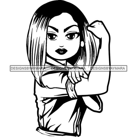 Afro Strong Lola Flexing We Can Do It Woman Power .SVG Cutting Files For Silhouette Cricut and More!