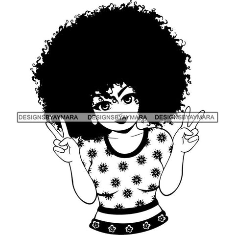 Afro Woman Kinky Hairstyle African American Beautiful Black Woman SVG Files For Cutting and More.