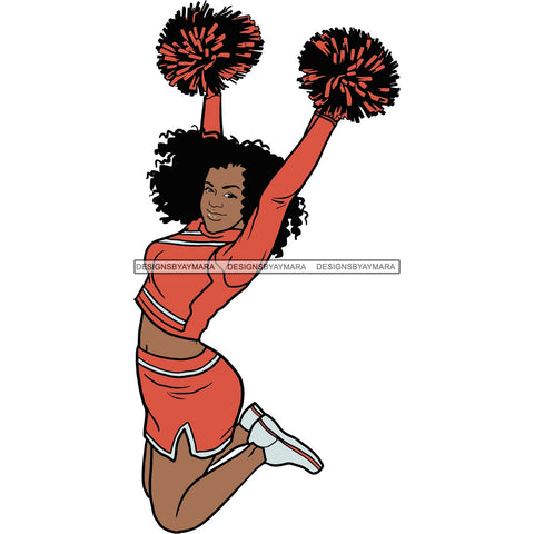 Afro Cheerleader Woman SVG Cutting Files For Silhouette Cricut and More
