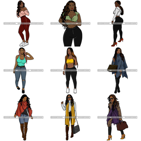 Bundle 9 Fashion Diva Glamour Afro Classy Sexy Lady SVG PNG JPG Vector Files For Cutting and More