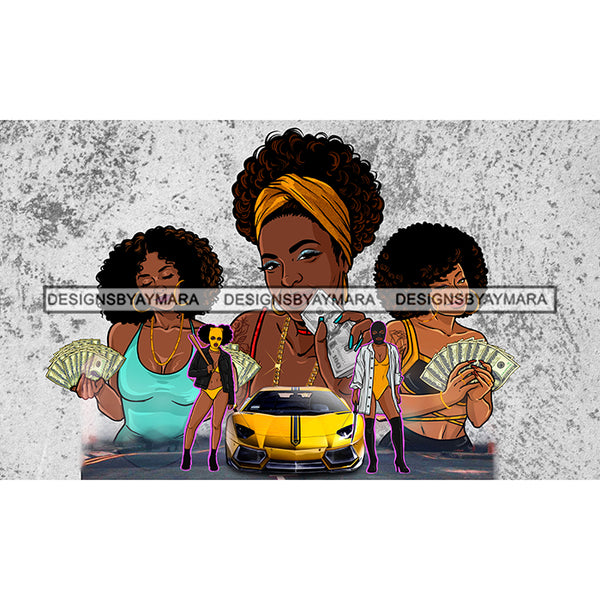 Sexy Melanin Money Stack Hustler Hustling Women Best Friends Gangster Gansta Badass Powerful Woman Movie Hip Hop Cover Melanin Nubian Ghetto Street Girls PNG JPG Cutting Files For Silhouette and Cricut and More!