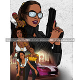 Street Ghetto Girl Gangster Man Gansta Badass Powerful Woman Investigator Stopping Criminal Activity PNG JPG Cutting Files For Silhouette and Cricut and More!
