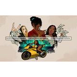 Hustle Hustling Woman Gangster Gansta Badass Melanin Nubian Money Stack Ghetto Street Girl PNG JPG Cutting Files For Silhouette and Cricut and More!