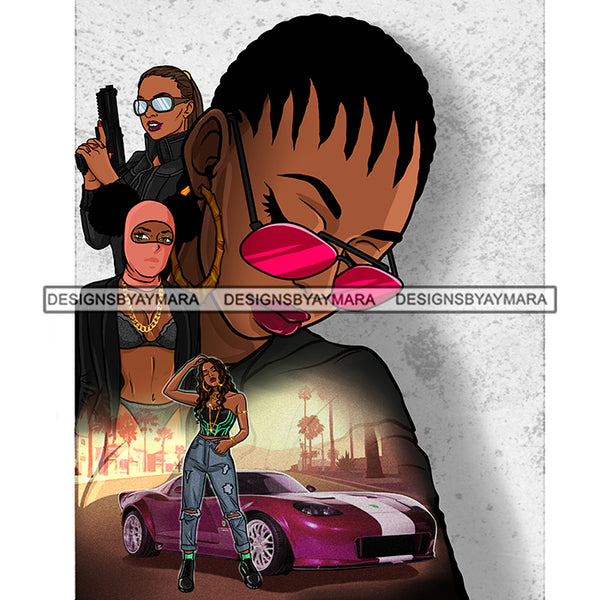 Mafia People Gangster Gansta Badass Powerful Woman Investigator Melanin Nubian Ski Mask Hustler Ghetto Street Girl PNG JPG Cutting Files For Silhouette and Cricut and More!