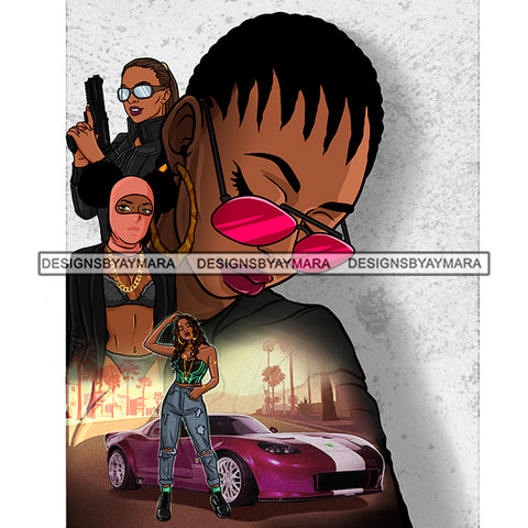 Mafia People Gangster Gansta Badass Powerful Woman Investigator Melanin Nubian Ski Mask Hustler Ghetto Street Girl PNG JPG Cutting Files For Silhouette and Cricut and More!