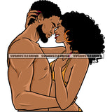 African American Afro Sexy Couple Romantic Pose Curly Hairstyle Wearing Hoop Earing Long Nail Design Element Body Builder Couple Love SVG JPG PNG Vector Clipart Cricut Silhouette Cut Cutting