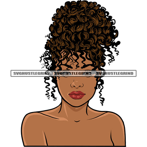 Afro Woman Praying Hand Curly Hairstyle Vector African American Woman Face Design Element SVG JPG PNG Vector Clipart Cricut Silhouette Cut Cutting