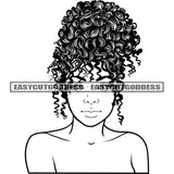 Black And White Afro Woman Praying Hand Curly Hairstyle Vector African American Woman Face Design Element BW SVG JPG PNG Vector Clipart Cricut Silhouette Cut Cutting