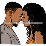 Afro Cute Couple Smile Face African American Romantic Couple Wearing Hoop Earing Curly Hairstyle Vector Color Design Element SVG JPG PNG Vector Clipart Cricut Silhouette Cut Cutting