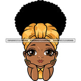 Afro Baby Girl Cute Face Puffy Hairstyle Smile Face Happy Life Vector Color Design Element White Background African American Baby Girl SVG JPG PNG Vector Clipart Cricut Silhouette Cut Cutting