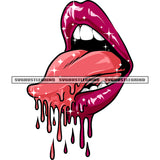 African American Woman Lips Open Mouth Vector Blood Dripping On Tongue Vector Color Design Element Sexy Pose SVG JPG PNG Vector Clipart Cricut Silhouette Cut Cutting