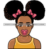 Afro Cute Baby Girl Curly Hairstyle Face Design Element White Background Wearing T-shirt Afro Hair Style Vector SVG JPG PNG Vector Clipart Cricut Silhouette Cut Cutting