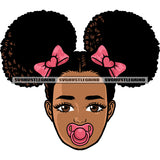 Afro Cute Baby Girl Curly Hairstyle Smile Face Color Design Element White Background Wearing T-shirt Afro Hair Style Vector SVG JPG PNG Vector Clipart Cricut Silhouette Cut Cutting