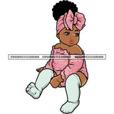 Cute African Baby Girl African American Baby Girls Smile Face Puffy Hairstyle Vector White Background Happy Life  SVG JPG PNG Vector Clipart Cricut Silhouette Cut Cutting