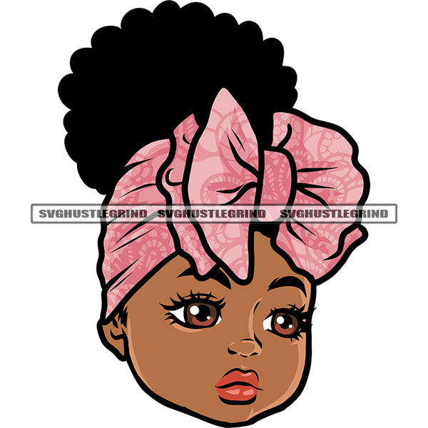 Cute African Baby Girl Face African American Baby Girls Hade Smile Face Puffy Hairstyle Vector White Background Happy Life  SVG JPG PNG Vector Clipart Cricut Silhouette Cut Cutting